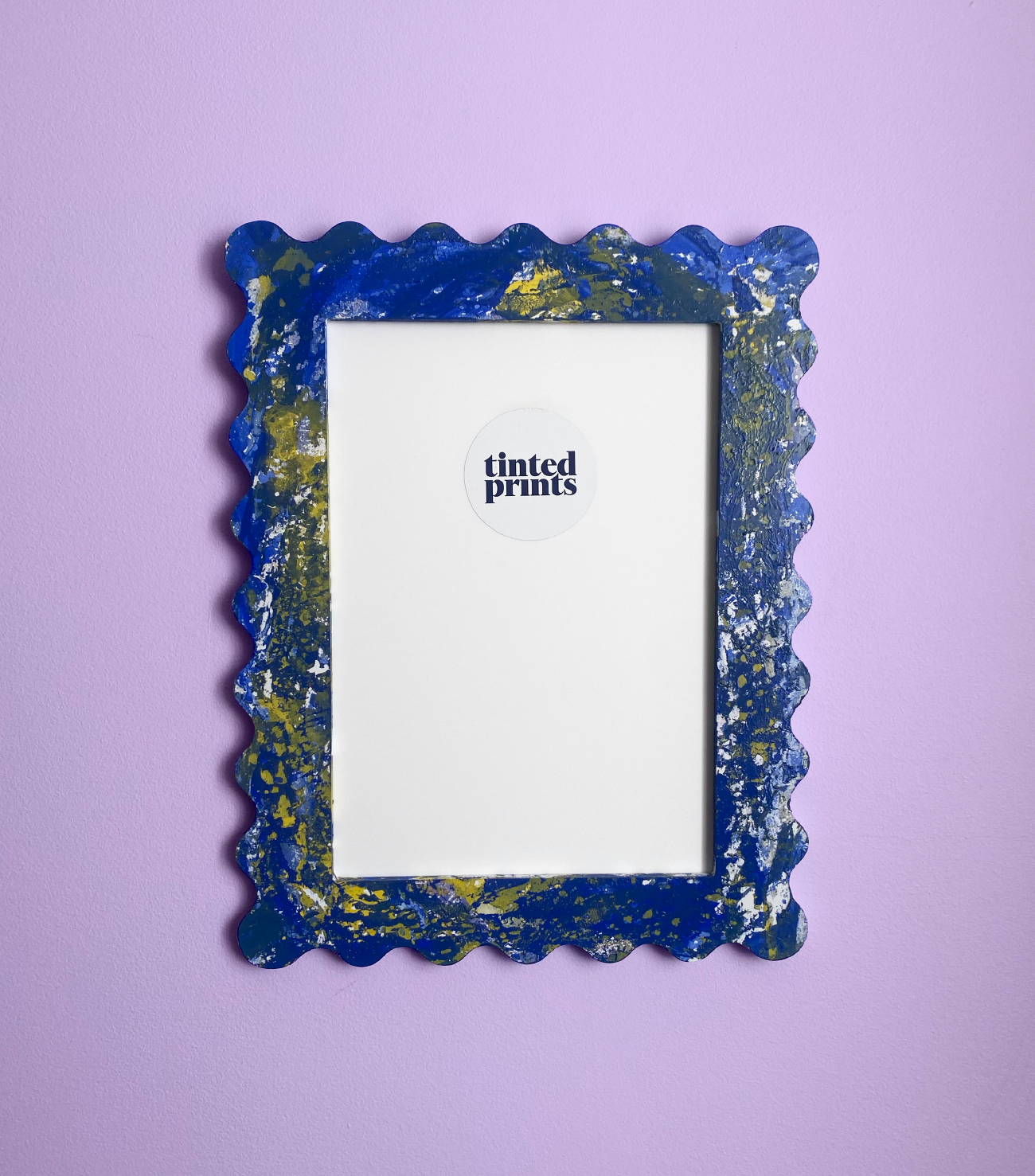 #002 A4 Dipped Squiggle Frame - Cobalt Blue & Yellow