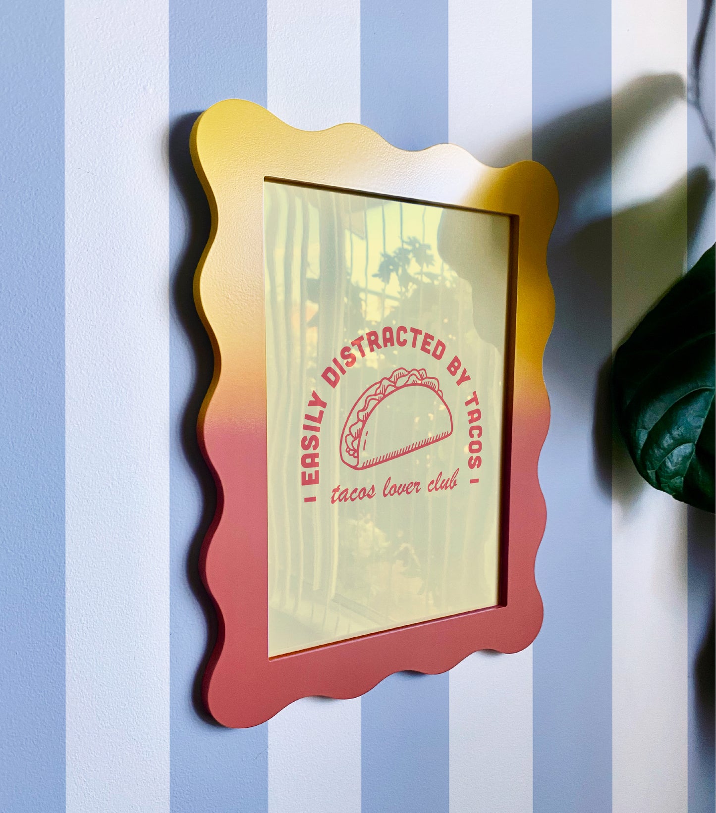 A4 Ombre Pink Yellow Wavy Frame