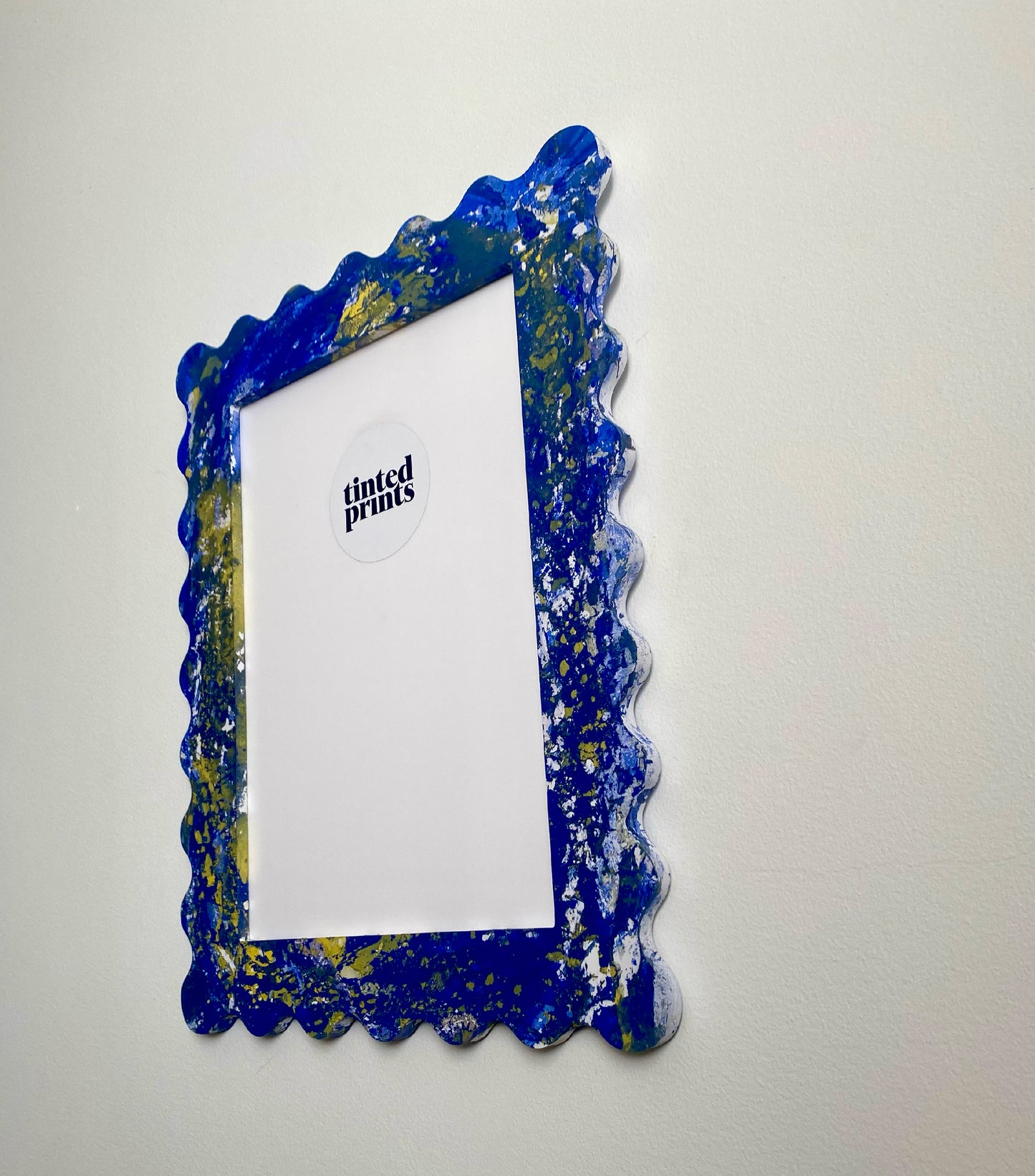#002 A4 Dipped Squiggle Frame - Cobalt Blue & Yellow
