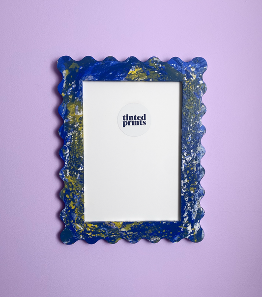 #002 A4 Dipped Squiggle Frame - Cobalt Blue & Yellow