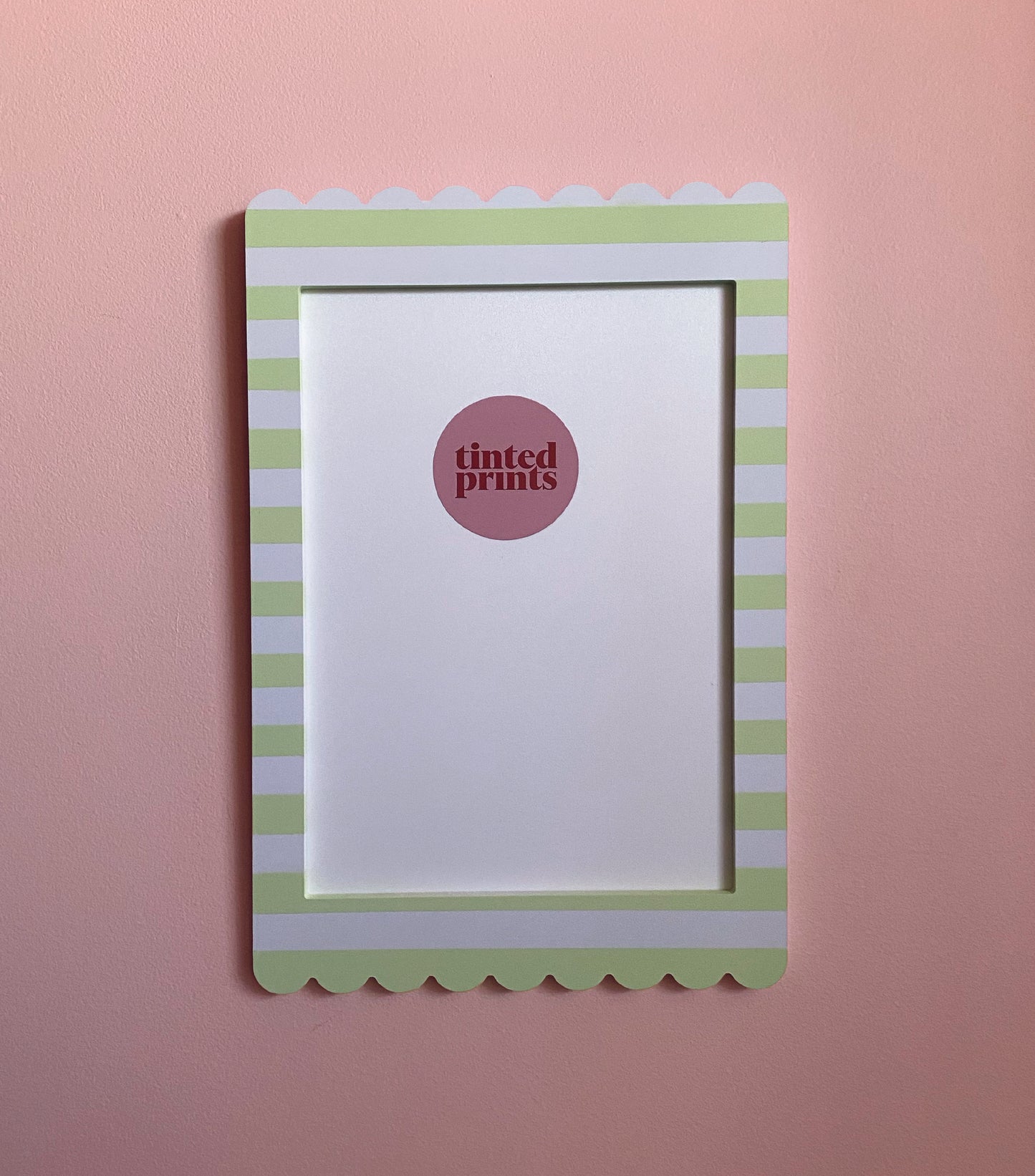 A4 Mint White Stripe Scallop Frame