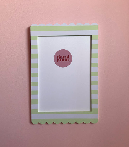 A4 Mint White Stripe Scallop Frame