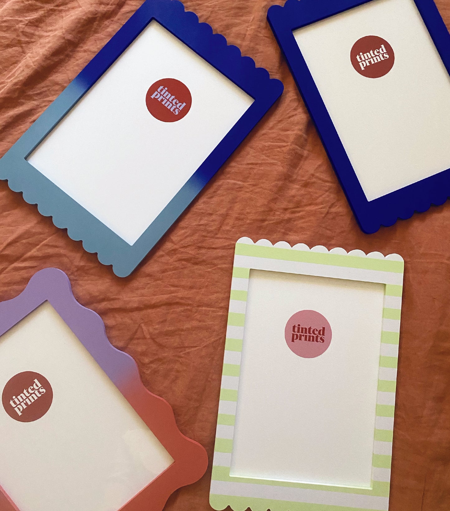 A4 Mint White Stripe Scallop Frame