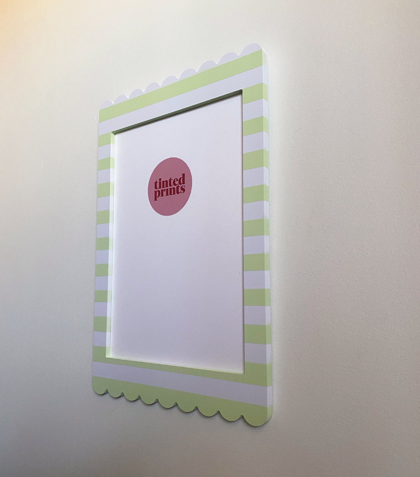 A4 Mint White Stripe Scallop Frame