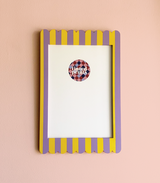 A4 Yellow Lilac Stripe Scallop Frame