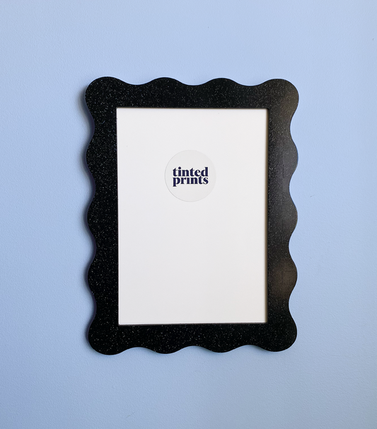 A4 Black Sparkle Wavy Frame