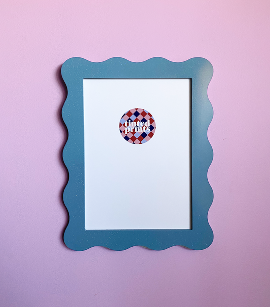 A4 Blue Sparkle Wavy Frame