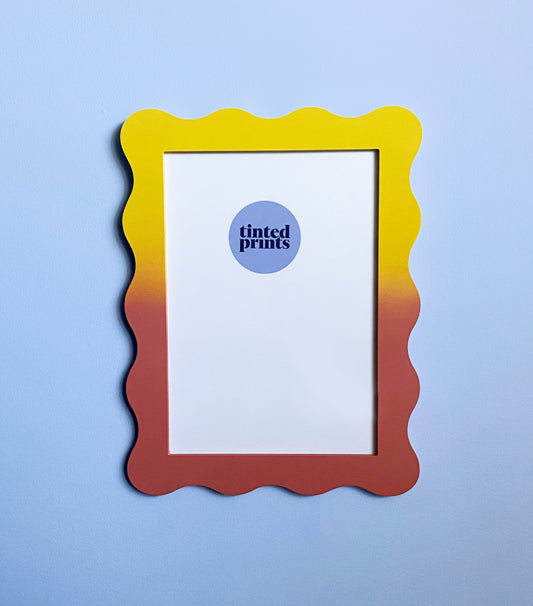 A4 Ombre Pink Yellow Wavy Frame
